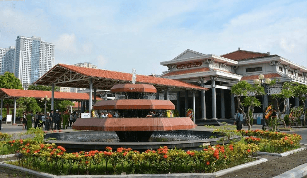 Mặt tiền Nhà tang lễ Cầu Giấy ở khu vực phía Tây Hà Nội